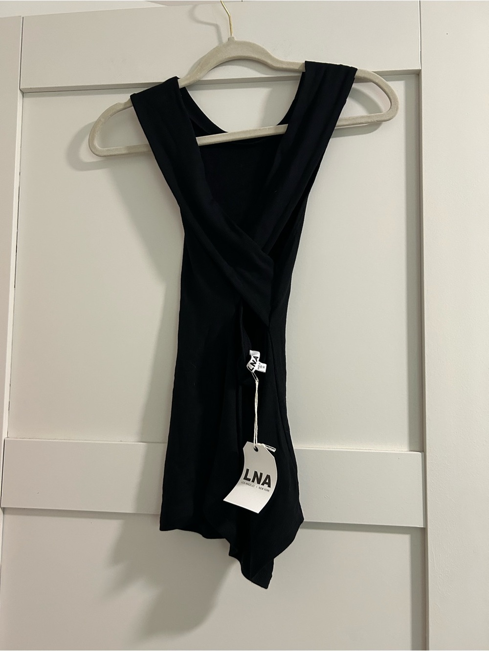 LNA Black twist back tank top